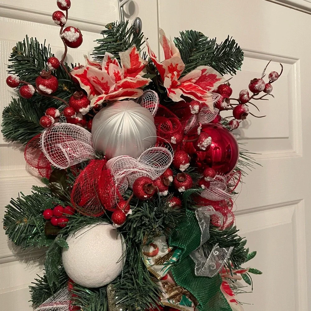 Holly Berries holiday wreath swag